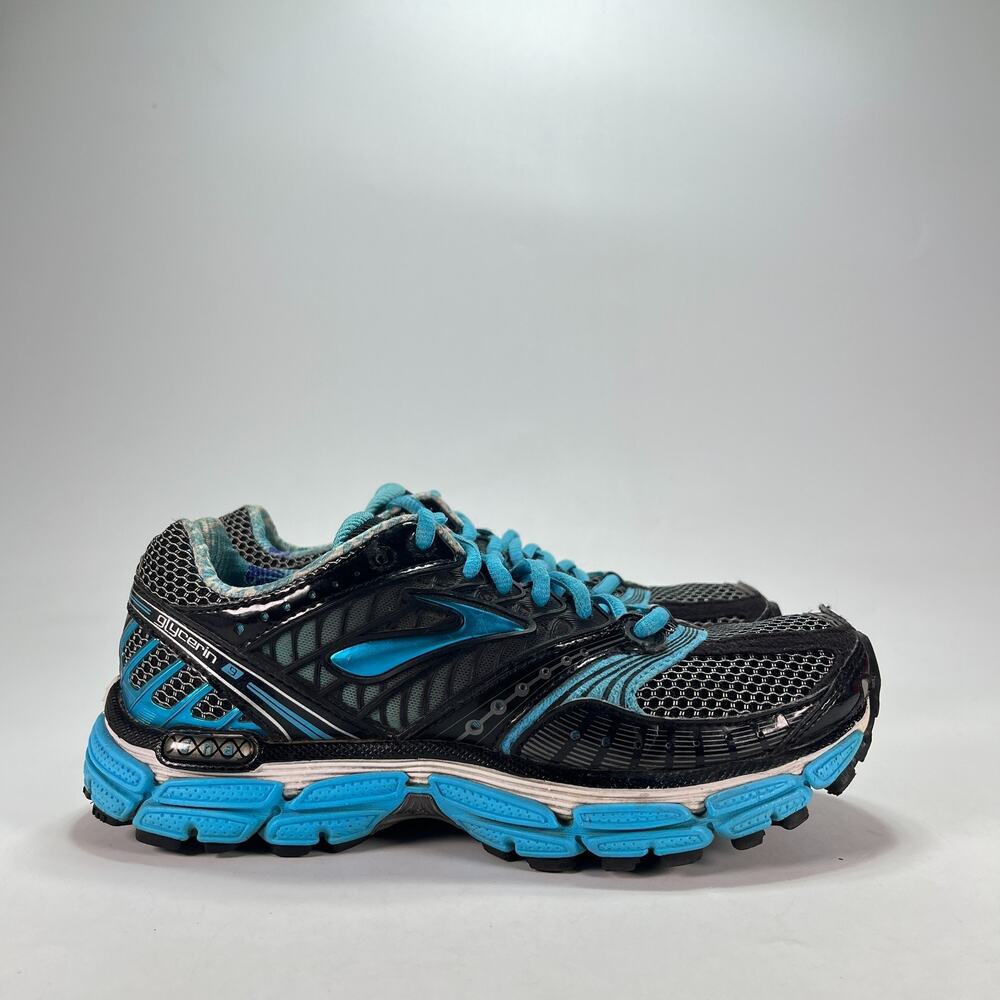 Brooks Glycerin 9 Black Blue Lace Up Running Shoes 1200911B476 Women's Size 7